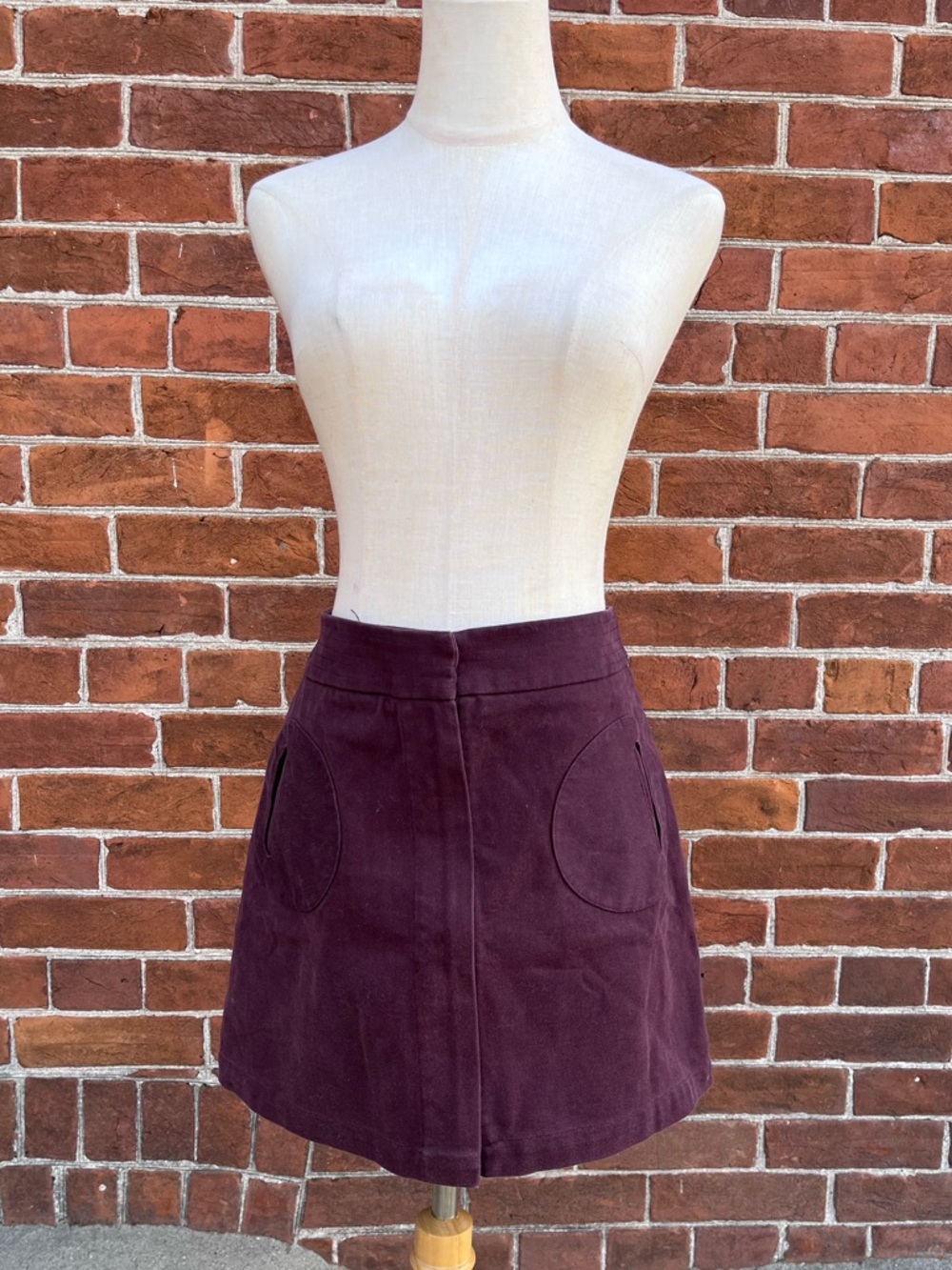Tara Jarmon Plum Cotton A-Line Mini Skirt